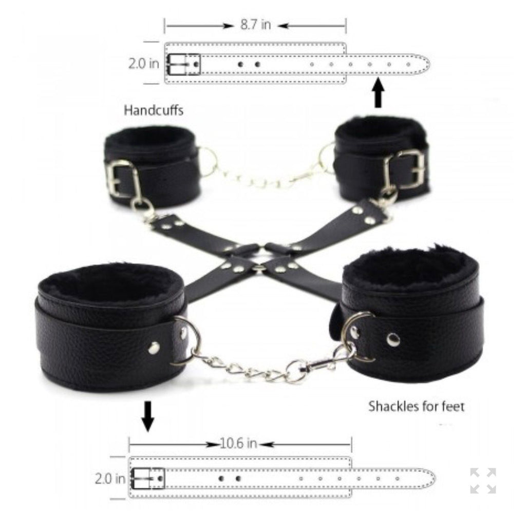 TOP BONDAGE KIT FETISH CORDA MORSO COLLARE COSTRITTIVO NERO FRUSTA MANETTE CAVIGLIERE