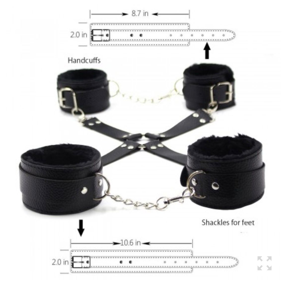 TOP BONDAGE KIT FETISH CORDA MORSO COLLARE COSTRITTIVO NERO FRUSTA MANETTE CAVIGLIERE