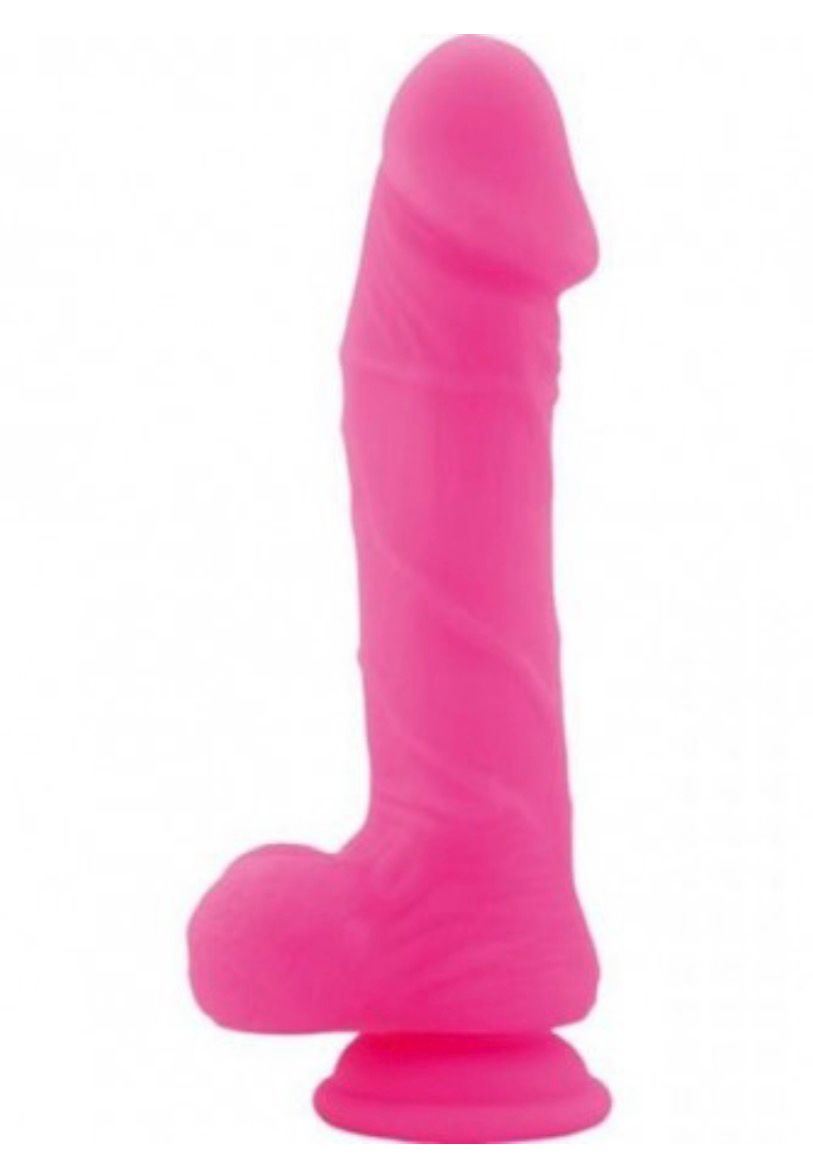 DILDO FALLO REALISTICO VAGINALE CON TESTICOLI VENTOSA IN SILICONE BERRY LONG PINK 9,5