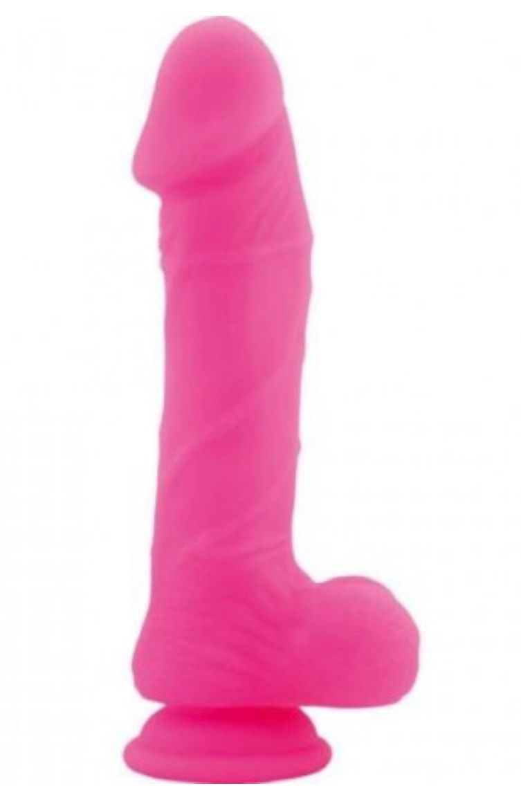 DILDO FALLO REALISTICO VAGINALE CON TESTICOLI VENTOSA IN SILICONE BERRY LONG PINK 9,5