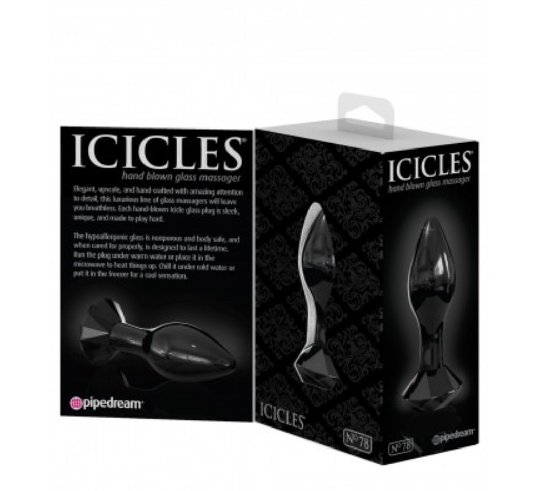 FALLO ANALE ANAL PLUG IN VETRO DILDO NERO ICICLES 78